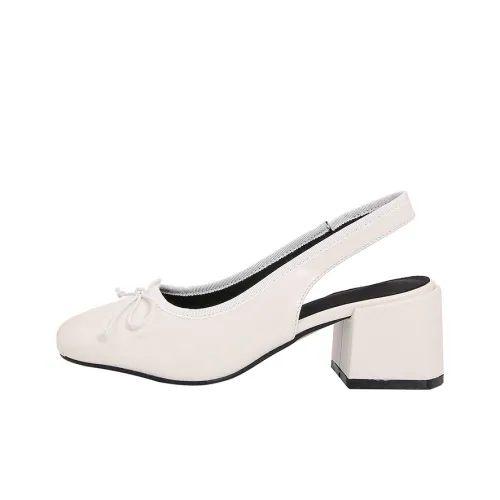 MCKP Chunky Heel High Heels 6cm Women's White