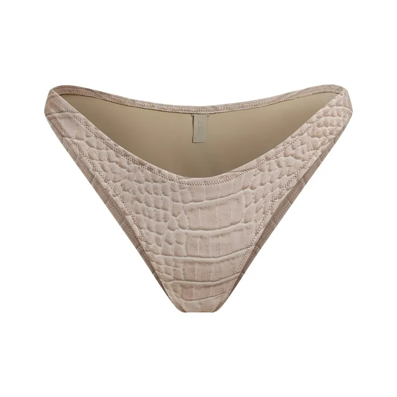 SKIMS SS25 SIGNATURE SWIM TANGA BIKINI BOTTOM Swimming Shorts Women's DUNE CROCODILE PRINT/Sand Dune Crocodile Print-0