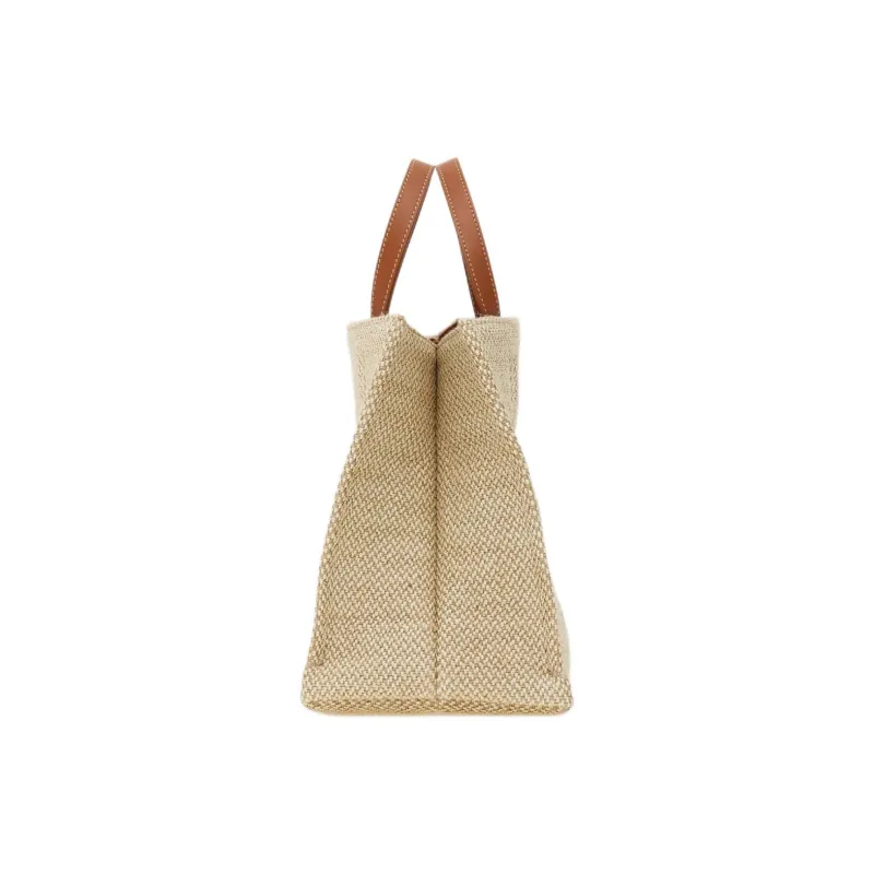 FERRAGAMO Fabric With Calfskin Tote Bag, Shopping Bag, Shoulder Bag, Handbag Medium Size Women's Camel & White-2