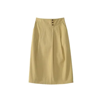 SOLIGHTER Casual Long Skirt Women's Yellow Khaki
