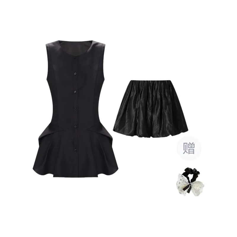 TUSHIFEI Skirt Set Women's Black-0