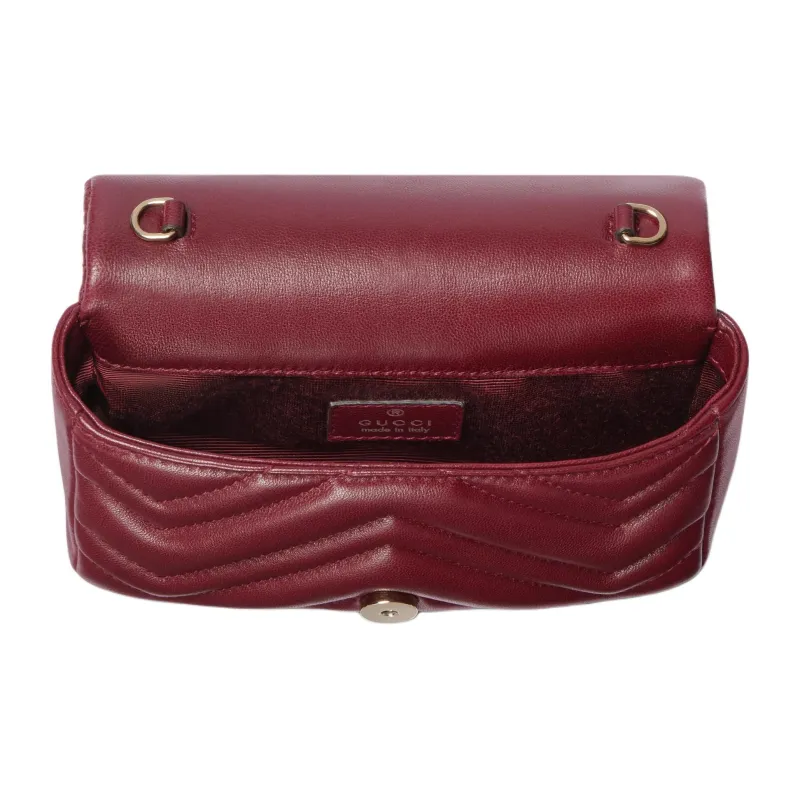 GUCCI GG Marmont Lambskin Shoulder Bag Mini Women's Burgundy-4