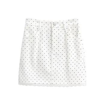 Love To Serve Casual Short Skirts Women's White And Black Polka Dot
