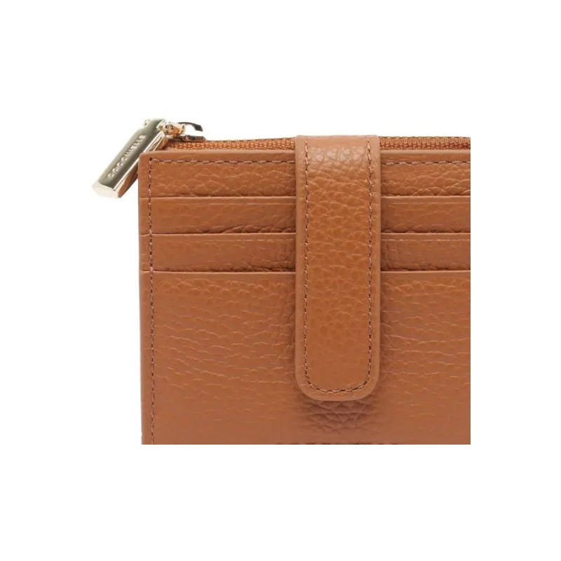 COCCINELLE Grain Leather Wallet Trumpets Women's Brown-1