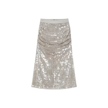 CARIEDO Casual Long Skirts Women's Silver