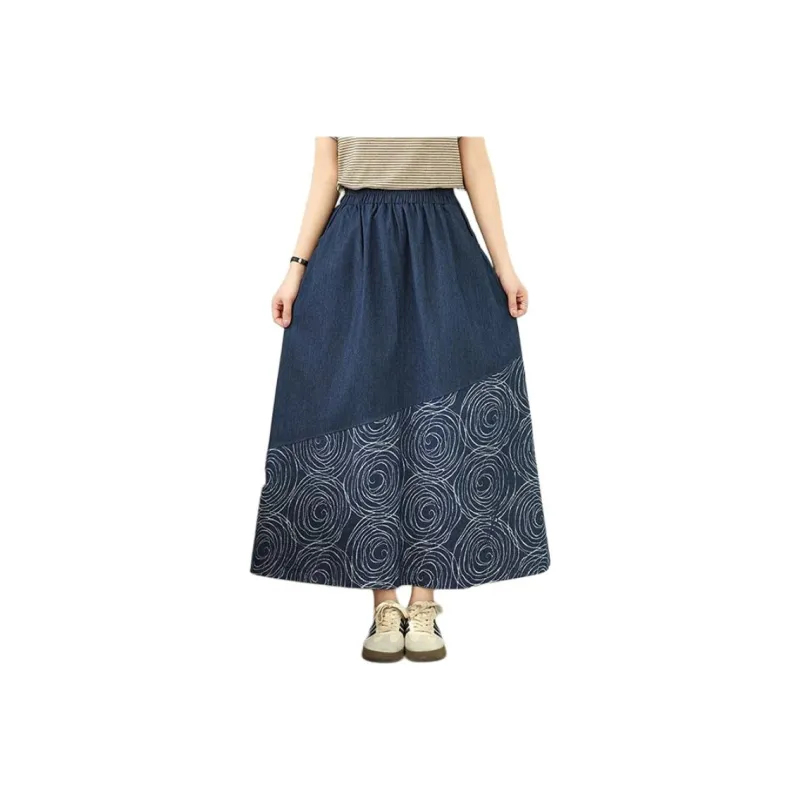 CHABER Casual Long Skirt Women's Dark Blue-0