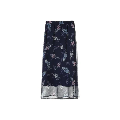 LIEBO Casual Long Skirts Women's Star Curtain Blue