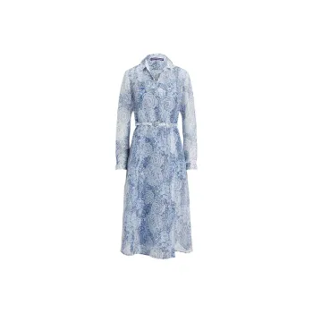 Ralph Lauren Collection SS25 Long Sleeved Dress Women's Blue