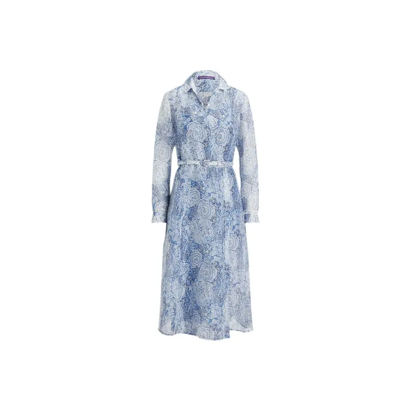 Ralph Lauren Collection SS25 Long Sleeved Dress Women's Blue-0