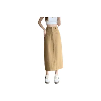 Wbwq Casual Long Skirt Women's Khaki