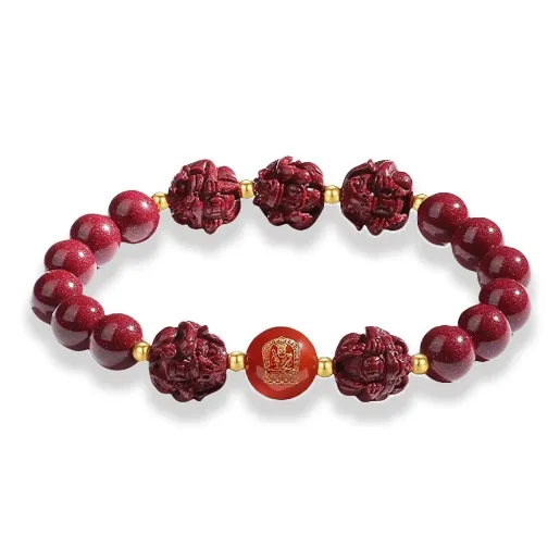 GIRATI Reconstructed Cinnabar Jade Bracelets Unisex-4