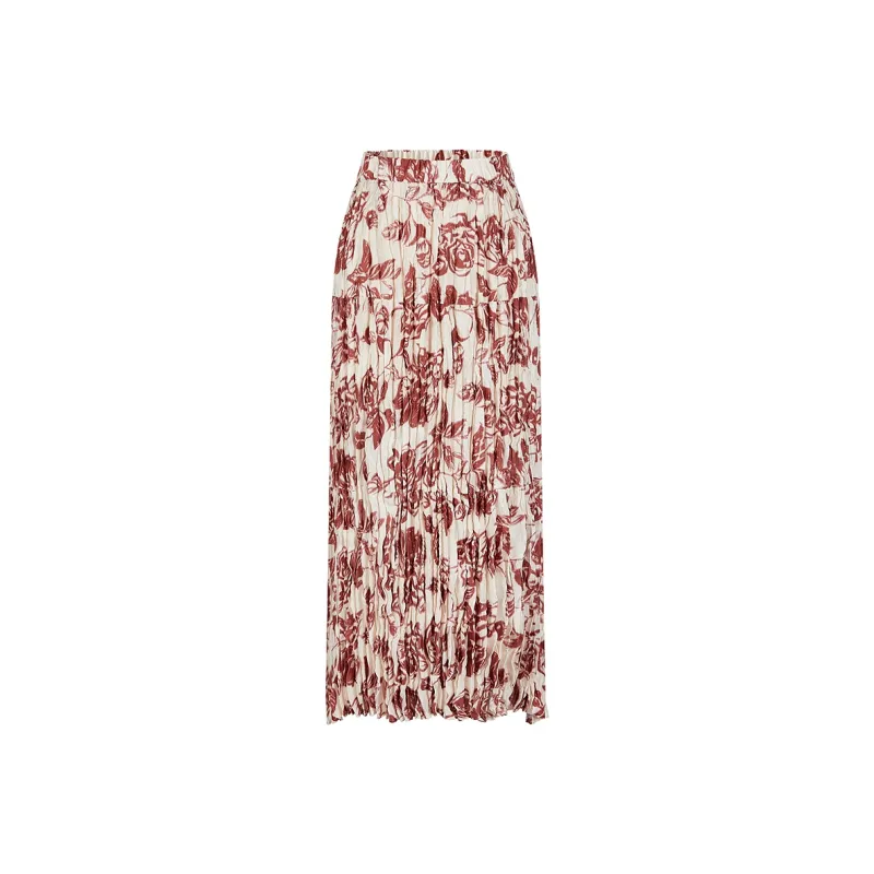 JZ. ANNAKRO Casual Long Skirts Women's Floral Rusty Red-0
