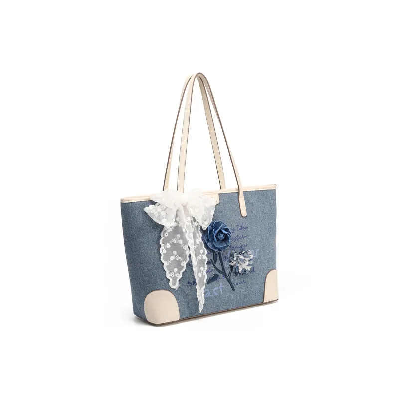 MISS GAIL Synthetic Leather Handbag, Shoulder Bag Tubas Women's Blue-1