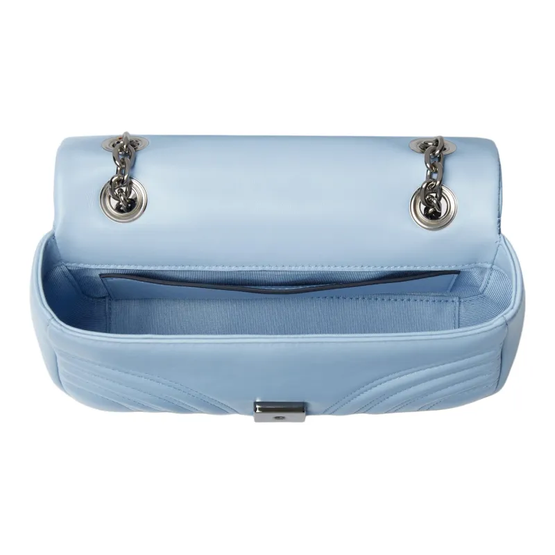 GUCCI GG Marmont Lambskin Shoulder Bag Small Size Women's Light Blue-4
