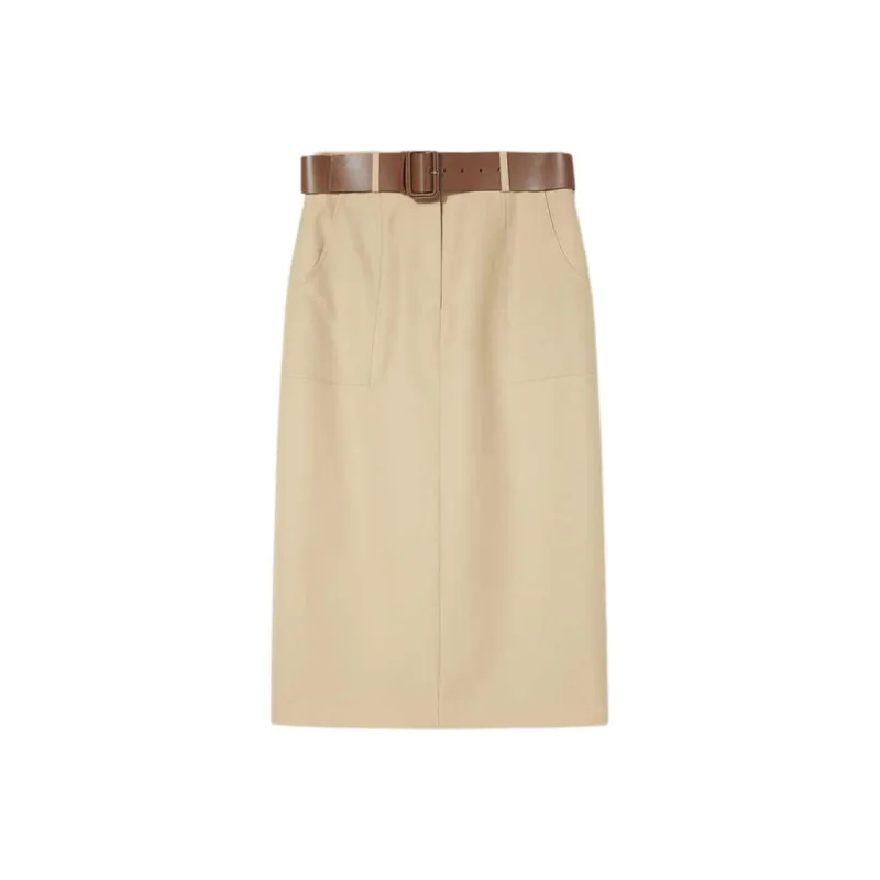 Goodland Casual Long Skirts Women's Light Khaki-0