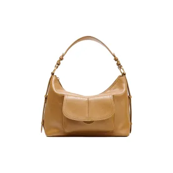 ZARA Artificial Leather Shoulder Bag Medium Size Women's Tan