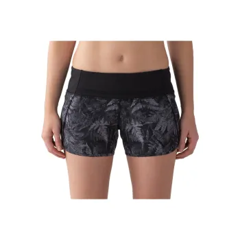 Lululemon Run Times Sports Shorts Women's Plant-Printed Black