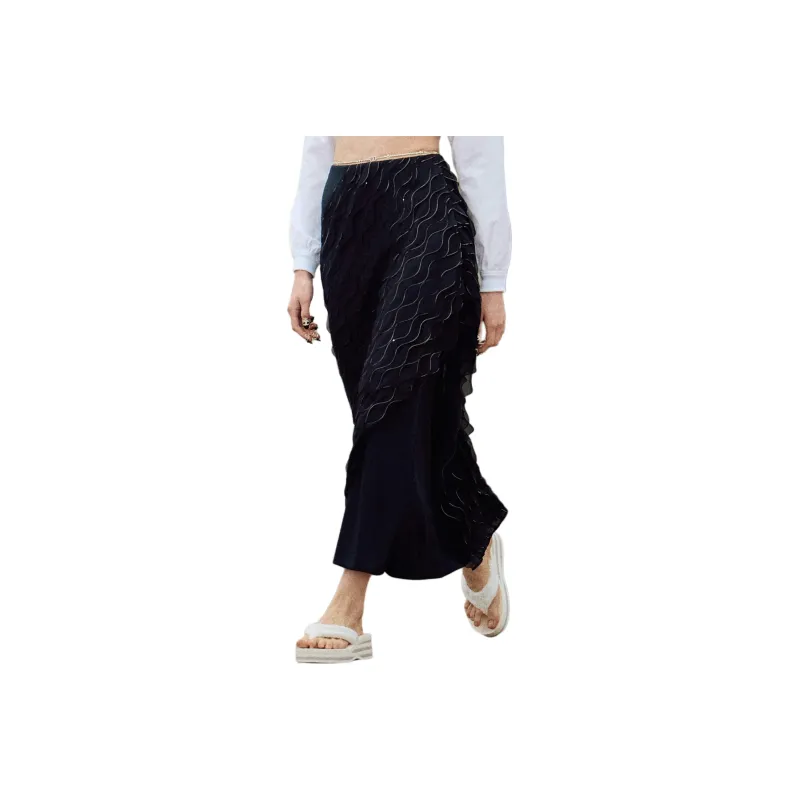 CHANEL Casual Long Skirts Women's Black-0