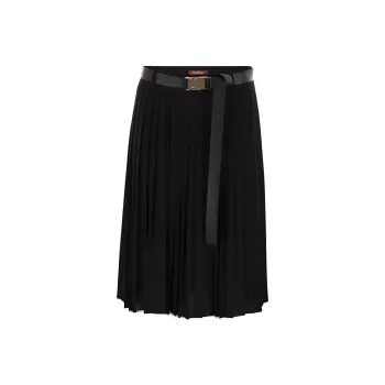 MaxMara Studio Savana Belted Pleated Skirt
