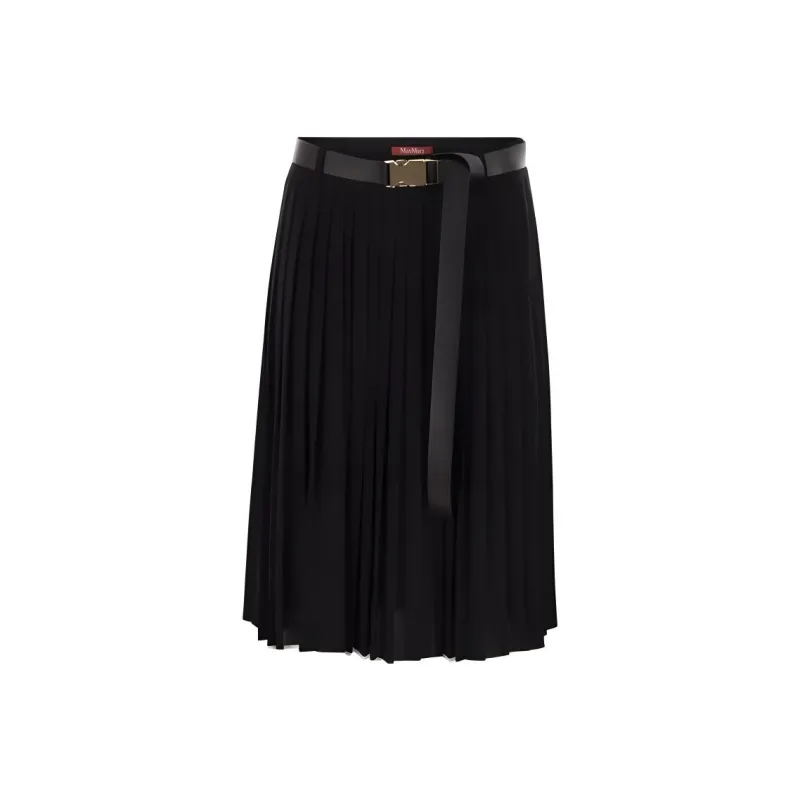 MaxMara Studio Savana Belted Pleated Skirt-0