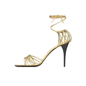 SAINT LAURENT Babylone One Strap Sandals 9cm Women's Gold