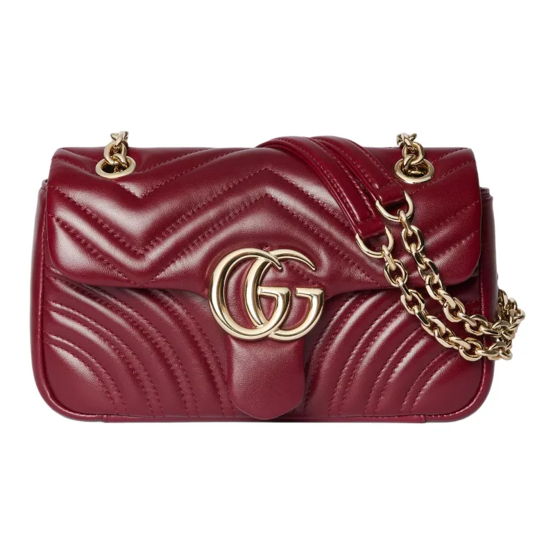GUCCI GG Marmont Leather Shoulder Bag Trumpets Women's Red-0