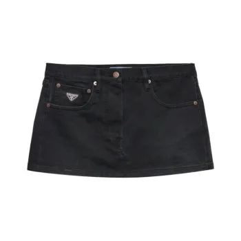 PRADA Logo Patch Low Rise Mini Skirt
