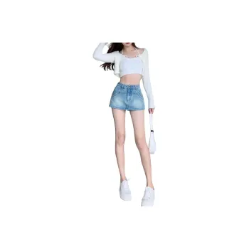 ZAVK Denim Short Skirts Women's Sky Blue