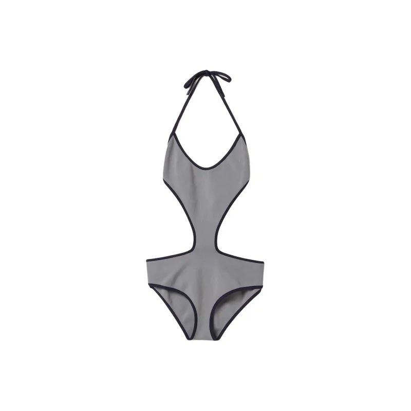 MIU MIU SS25 One-piece Swimsuit Women's Gray Blue-0