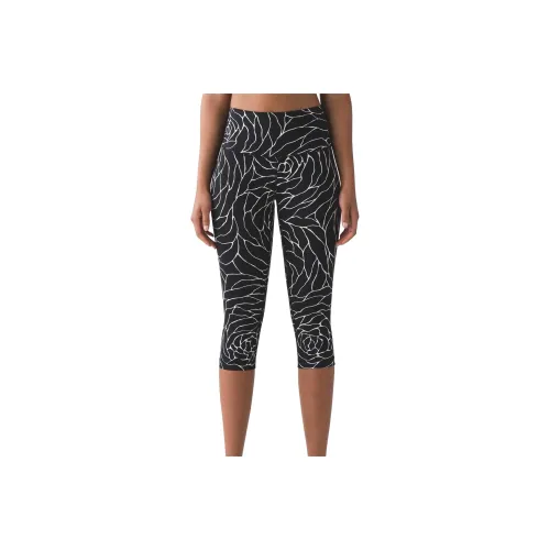 Lululemon Wunder Under Sports Shorts Satin Women's Black/White Plant