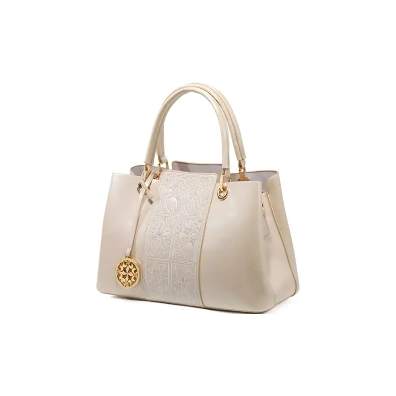 CLEVER& KETCH PU Handbag Women's Champagne/Chinese Style Red-1