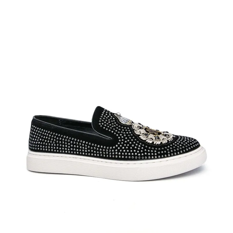 AMICNIEGD Anti Slip Wear Resistant Low Top Skateboard Shoes Men's Black-1