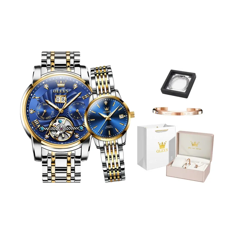 OLEVS Mechanical Movement Watch Unisex Black Dial-3
