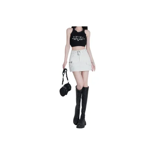 Enhanced Denim Short Skirts Women's Apricot