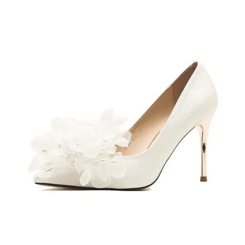City Camel Slim Heel High Heels Women's White