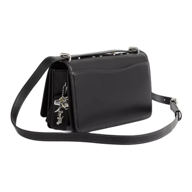 COACH Bandit Luxury Style Refined Calfskin Crossbody Bag, Shoulder Bag Medium Size Women's Silver & Black-2