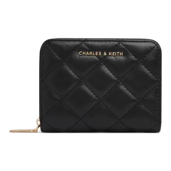CHARLES&KEITH PU With Synthetic Leather Wallet Regular Women's Black/Cream Milk White/Silver