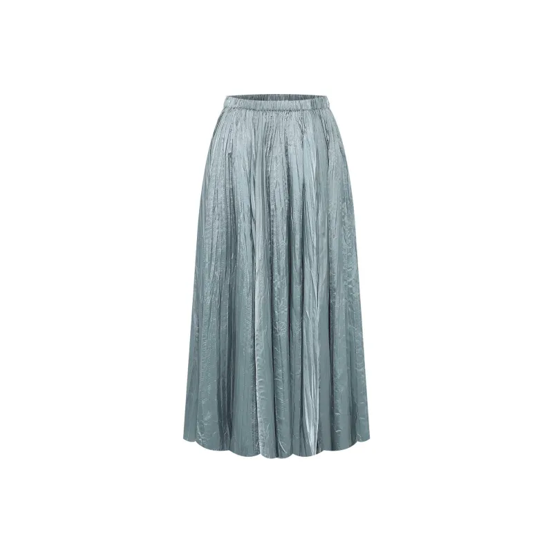 BBLLUUEE Casual Long Skirt Women's Teal Aqua Green-0