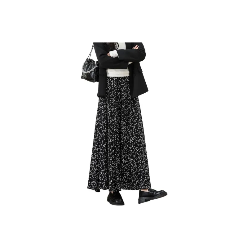 FAWENXIANGZI Casual Long Skirt Women's Black-0