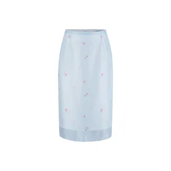 URBAN REVIVO Casual Long Skirt Women's Blue