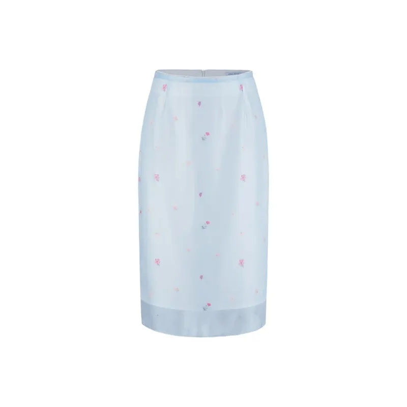URBAN REVIVO Casual Long Skirt Women's Blue-0