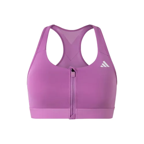 Adidas Powerreact Medium-Support Zip Bra Sports Underwear Women's Purple