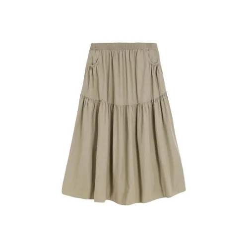 MUSTOFF Casual Long Skirt Women's Camel