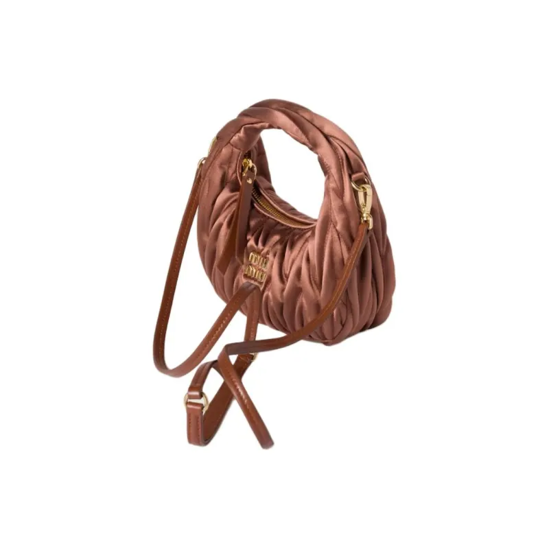 MIU MIU Wander Series Silk One Shoulder Handbag Mini Women's Cocoa Brown-1