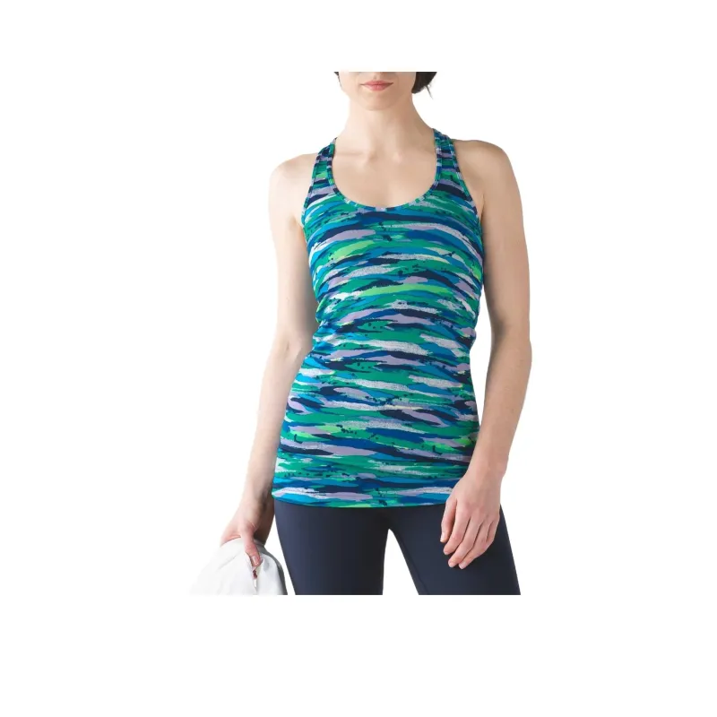Lululemon Cool Racerback Sport Vests Women's Green Mixed Color-0