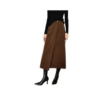 Late White Casual Long Skirts Women's Dark Brown