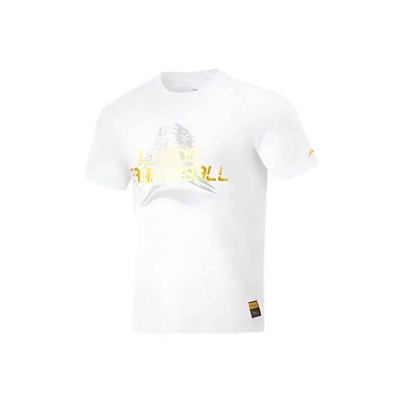 LiNing Basketball Collection T Shirt Men's White-0