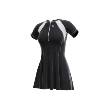 QIAODAN One Piece Swimsuit Training Swim Dresses & Skirts Seaside Vacation Hot Spring Swim Wear Women's Black White