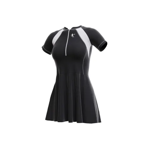 QIAODAN One Piece Swimsuit Training Swim Dresses & Skirts Seaside Vacation Hot Spring Swim Wear Women's Black White