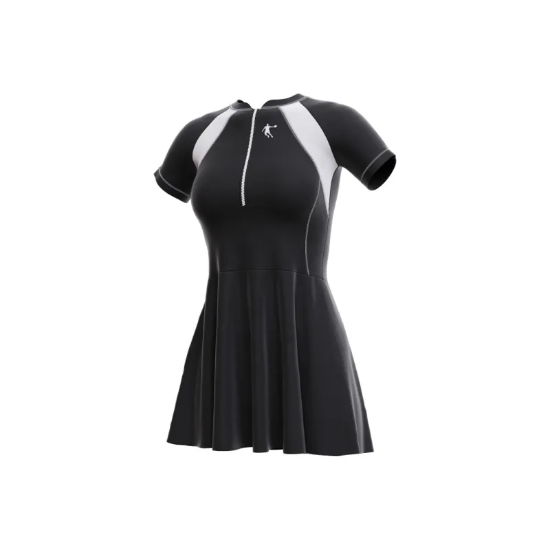 QIAODAN One Piece Swimsuit Training Swim Dresses & Skirts Seaside Vacation Hot Spring Swim Wear Women's Black White-0